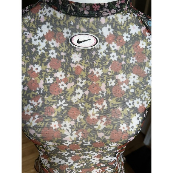 Nike Mesh Floral Sheer Top Women's Small Y2K Vintage Style Short Sleeve Stretch - Picture 5 of 8